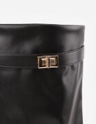 vices Cizme Elegante Negre cu toc gros cu carâmb încrețit care imită un crac de pantalon Favea