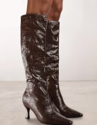 vices Cizme Maro cu toc stiletto Stil Slouchy cu efect crăpat Todvire