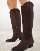 vices Cizme maro închis de cowboy în stil clasic din imitație de piele de căprioară Lataselia