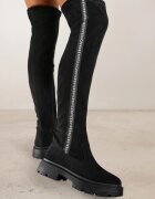 vices Cizme Negre din Piele întoarsă ecologică cu carâmb mulat și bandă decorativă cu logo Naorema
