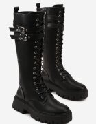 vices Cizme Negre tip bocanci în stil Grunge cu Catarame Eosette