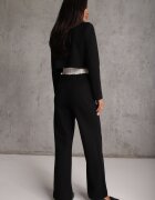vices Compleu de costum din viscoză sacou crop și pantaloni largi cu cataramă Soncetta Negru