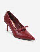 vices Czółenka Bordowe pe Toc Stiletto cu Fundiță și Brant din Piele Naturală Rilanisse