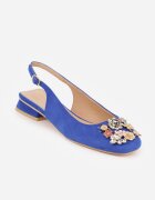 vices Escarpini slingback Albaștri cu Zirconii și Branț din Piele Eklina
