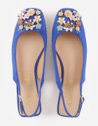 vices Escarpini slingback Albaștri cu Zirconii și Branț din Piele Eklina
