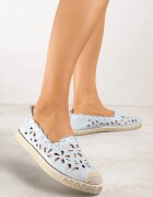 vices Espadrile Albastre Decorate cu Model Perforat și Împletitură Decorativă Arivosa