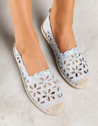 vices Espadrile Albastre Decorate cu Model Perforat și Împletitură Decorativă Arivosa