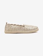 vices Espadrile Aurii Împletite cu Motiv Floral cu Decupaje Ajourate Honavia