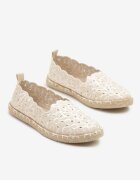 vices Espadrile Bej Împletite cu Motiv Floral și Decupaje Perforate Honavia