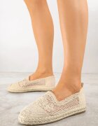 vices Espadrile Bej pe Talpă Împletită Decorate cu Model Croșetat Finselina