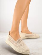 vices Espadrile Bej pe Talpă Împletită Decorate cu Model Croșetat Finselina