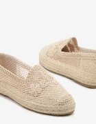 vices Espadrile Bej pe Talpă Împletită Decorate cu Model Croșetat Finselina