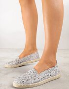 vices Espadrile Gri Împletite cu Motiv Floral și Decupaje Perforate Honavia