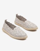 vices Espadrile Gri Împletite cu Motiv Floral și Decupaje Perforate Honavia