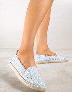 vices Espadrile Împletite Albastre deschis cu Motiv Floral cu Decupaje Perforate Honavia