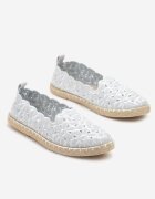vices Espadrile Împletite Albastre deschis cu Motiv Floral cu Decupaje Perforate Honavia