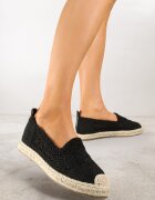 vices Espadrile Negre pe Talpă Împletită Decorate cu Model Croșetat Finselina