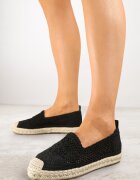 vices Espadrile Negre pe Talpă Împletită Decorate cu Model Croșetat Finselina