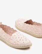 vices Espadrile roz Împletite cu Motiv Floral cu Decupaje ajurate Honavia