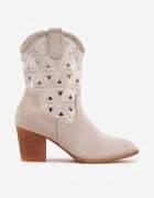 vices Ghete Cowboy Bej deschis cu toc bloc cu motiv geometric Sarori