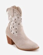 vices Ghete Cowboy Bej deschis cu toc bloc cu motiv geometric Sarori