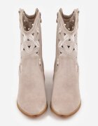 vices Ghete Cowboy Bej deschis cu toc bloc cu motiv geometric Sarori