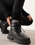 vices Ghete de zăpadă Negre pe Platformă Joasă cu Matlasare Decorativă și Șnur Elastic Raballa