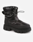 vices Ghete de zăpadă Negre pe Platformă Joasă cu Matlasare Decorativă și Șnur Elastic Raballa