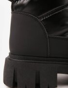 vices Ghete de zăpadă Negre pe Platformă Joasă cu Matlasare Decorativă și Șnur Elastic Raballa