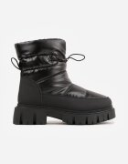 vices Ghete de zăpadă Negre pe Platformă Joasă cu Matlasare Decorativă și Șnur Elastic Raballa