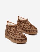 vices Ghete de zăpadă scurte maro cu Tivistă Decorativă și Model Leopard Olfedi