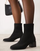 vices Ghete negre la gleznă din material elastic cu toc geometric Aidara