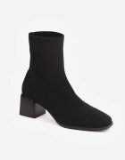 vices Ghete negre la gleznă din material elastic cu toc geometric Aidara