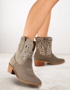 vices Ghete Verzi cowboy cu toc gros decorate cu broderie Nelithen