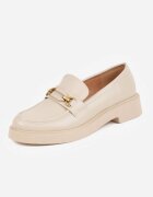 vices Mocasin Elegante Bej cu Aplicație și Branț din Piele Naturală Arinatta