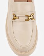 vices Mocasin Elegante Bej cu Aplicație și Branț din Piele Naturală Arinatta