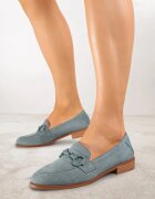 vices Mocasin Verde cu Branț din Piele Naturală Decorat cu Lanț Delariona