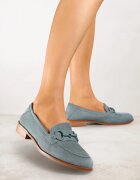 vices Mocasin Verde cu Branț din Piele Naturală Decorat cu Lanț Delariona
