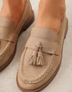 vices Mocasini Bej cu Brant din Piele Naturală Decorați cu Ciucuri Maritune