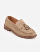 vices Mocasini Bej cu Brant din Piele Naturală Decorați cu Ciucuri Maritune