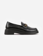 vices Mocasini Eleganți Negri cu aplicație și branț din piele naturală Arinatta