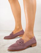 vices Mocasini Mov deschis cu Branț din Piele Naturală Decorate cu Lanț Delariona