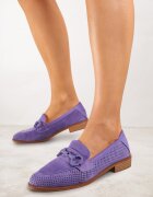 vices Mocasini Violet cu Perforații cu Branț din Piele Naturală Felithria