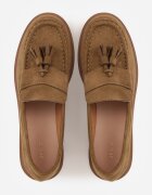 vices Moccasini Bej închis cu Branț din Piele Naturală Decorate cu Ciucuri Maritune