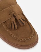 vices Moccasini Bej închis cu Branț din Piele Naturală Decorate cu Ciucuri Maritune