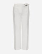vices Pantaloni albi eleganți cu dungă decorați cu închidere cu cataramă Azisore