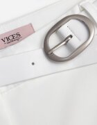 vices Pantaloni albi eleganți cu dungă decorați cu închidere cu cataramă Azisore