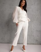 vices Pantaloni Clasici Albi De costum High Waist Dimaia