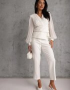 vices Pantaloni Clasici Albi De costum High Waist Dimaia