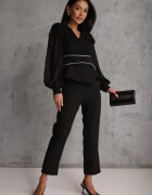 vices Pantaloni Clasici Negri De costum Talie înaltă Dimaia